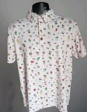Sunday Swagger Golf Polo Mens M Christmas Cocktail Drinks Holiday Performance